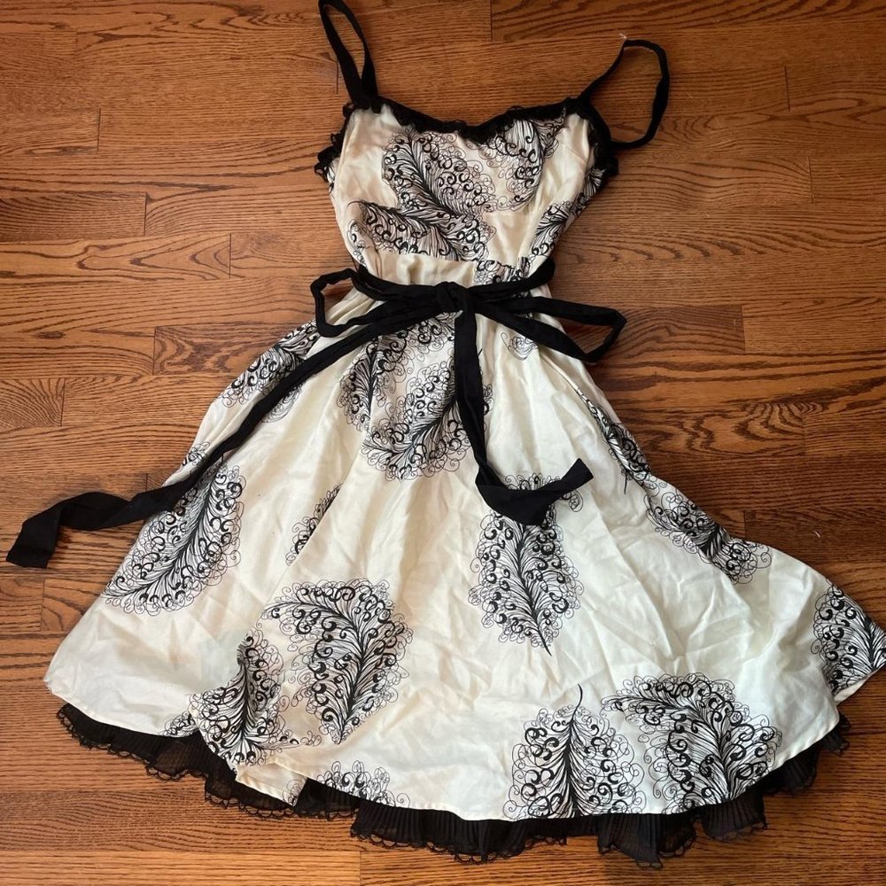 Black and White Feather Cocktail Dress